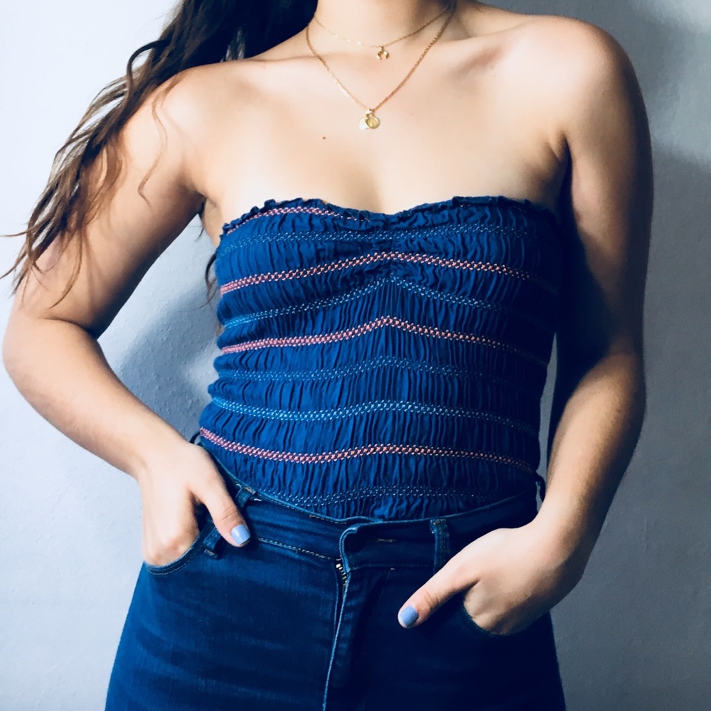⚡️Aerie tube top⚡️ XS/TP navy blue and coral